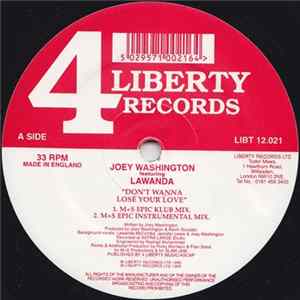 Joey Washington Featuring Lawanda - Don't Wanna Lose Your Love flac