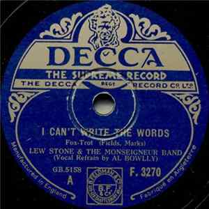 Lew Stone & The Monseigneur Band - I Can't Write The Words / Let's Put Out The Lights flac